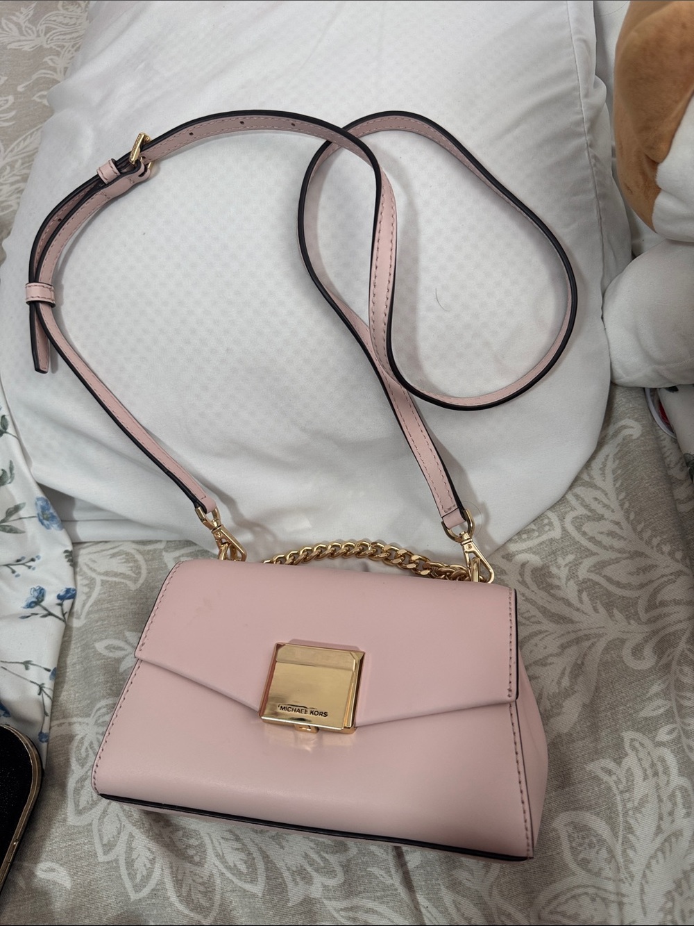 Michael Kors Blush Pink Leather Crossbody with Gold-Tone Hardware